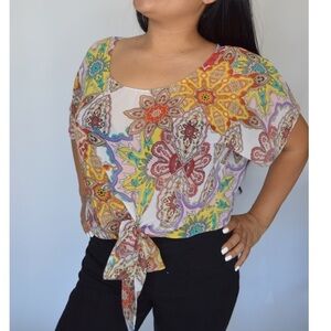 Beautiful Short Sleeve Floral Blouse
